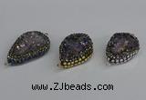 NGC1853 22*30mm - 25*35mm flat teardrop plated druzy amethyst connectors