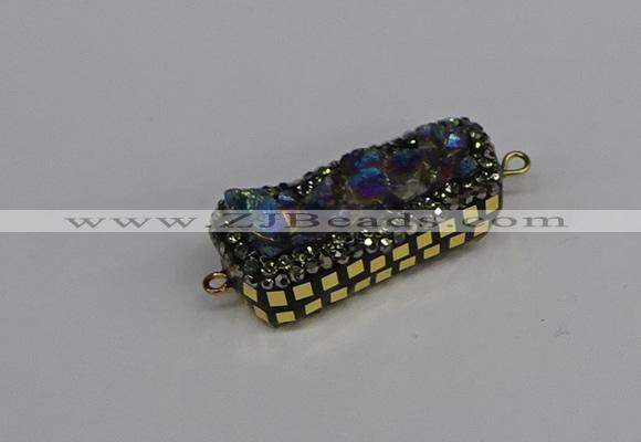 NGC1856 15*35mm - 22*30mm rectangle plated druzy amethyst connectors