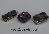 NGC1858 15*35mm - 22*30mm rectangle plated druzy amethyst connectors