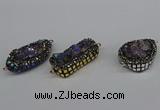 NGC1865 15*30mm - 25*35mm freeform plated druzy amethyst connectors