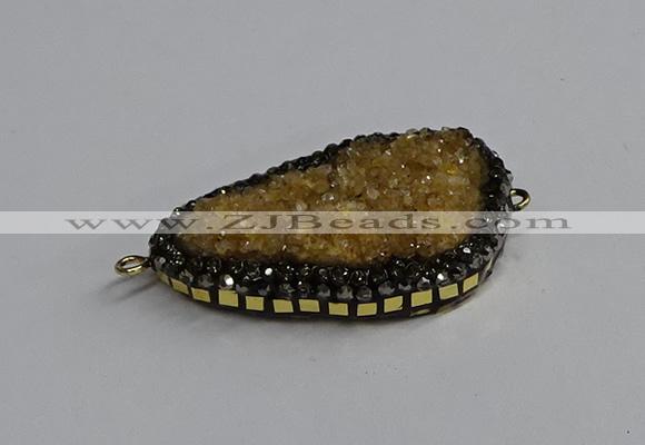 NGC1871 22*35mm - 25*40mm freeform druzy citrine connectors