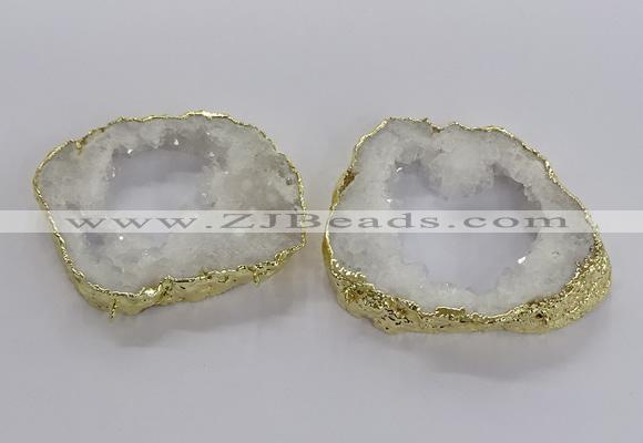 NGC200 50*60mm - 55*75mm freeform druzy agate connectors