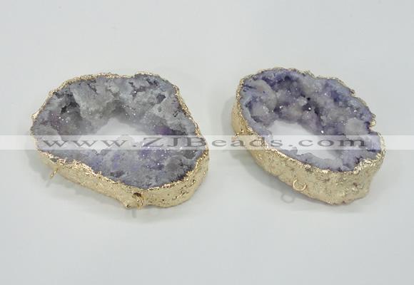 NGC201 50*60mm - 55*75mm freeform druzy agate connectors