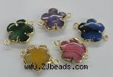 NGC218 24mm - 25mm flower agate gemstone connectors wholesale