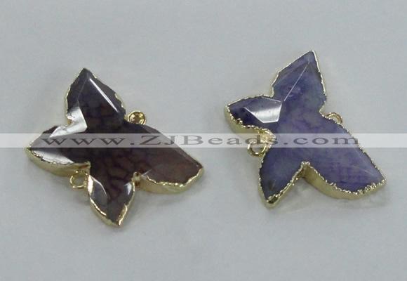 NGC254 22*30mm carved butterfly agate connectors wholesale