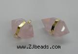 NGC260 18*30mm - 20*35mm faceted nuggets rose quartz connectors