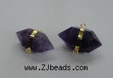 NGC262 18*30mm - 20*35mm faceted nuggets amethyst connectors