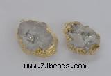 NGC267 35*45mm - 40*50mm freeform plated druzy agate connectors