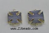 NGC274 22*22mm - 24*24mm blue lace agate gemstone connectors