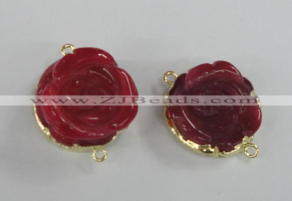 NGC288 23*25mm - 26*28mm carved flower agate gemstone connectors
