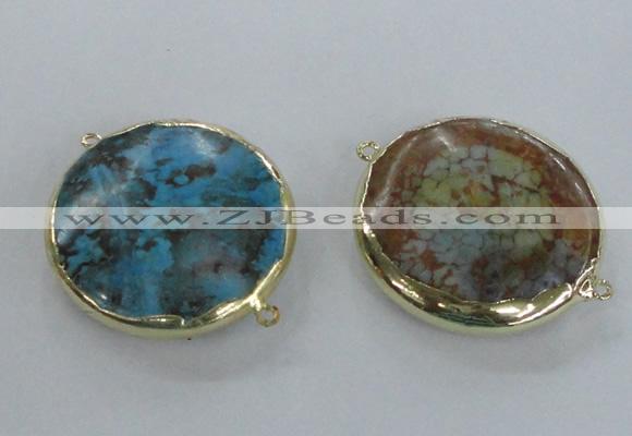 NGC300 35mm flat round agate gemstone connectors wholesale