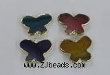 NGC320 30*38mm butterfly agate gemstone connectors wholesale