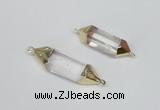 NGC335 10*25mm - 12*40mm faceted nuggets white crystal connectors