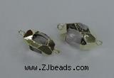 NGC337 15*20mm - 18*25mm faceted nuggets white crystal connectors