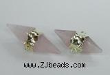 NGC347 18*30mm - 15*45mm faceted bicone rose quartz connectors