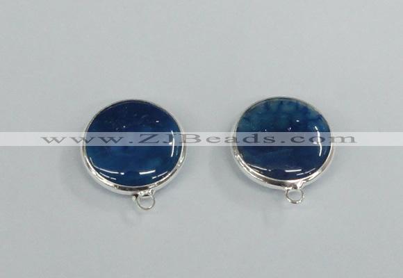 NGC381 18mm flat round agate gemstone connectors wholesale