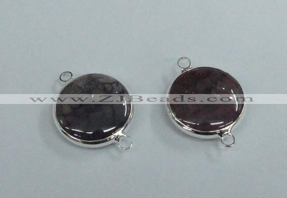NGC385 18mm flat round agate gemstone connectors wholesale
