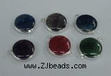 NGC389 18mm flat round agate gemstone connectors wholesale