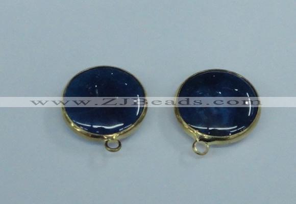 NGC393 18mm flat round agate gemstone connectors wholesale