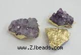 NGC439 20*25mm - 25*30mm freeform druzy amethyst gemstone connectors