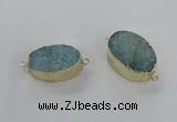 NGC474 20*30mm oval druzy agate gemstone connectors wholesale