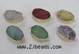 NGC476 20*30mm oval druzy agate gemstone connectors wholesale