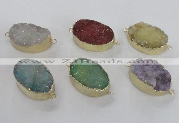 NGC476 20*30mm oval druzy agate gemstone connectors wholesale