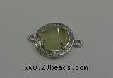 NGC5023 20mm flat round lemon quartz with rhinestone connectors
