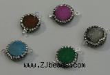 NGC5050 12mm - 14mm flat round druzy quartz with rhinestone connectors