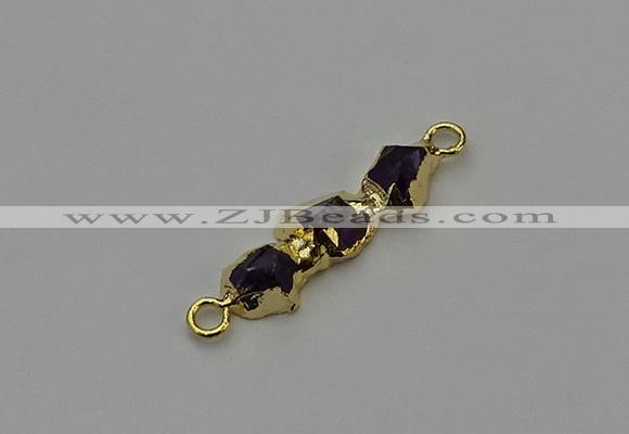 NGC5057 10*25mm - 10*35mm freeform amethyst gemstone connectors