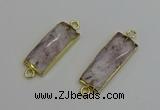 NGC5076 12*30mm - 15*35mm faceted rectangle light amethyst connectors