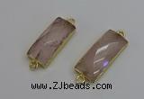 NGC5077 12*30mm - 15*35mm faceted rectangle rose quartz connectors