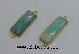 NGC5082 12*30mm - 15*35mm faceted rectangle amazonite connectors