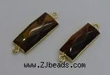 NGC5086 12*30mm - 15*35mm faceted rectangle yellow tiger eye connectors