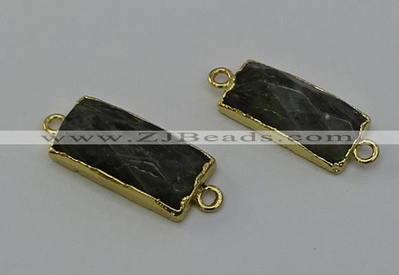 NGC5089 12*30mm - 15*30mm faceted rectangle labradorite connectors