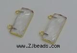 NGC5095 12*30mm - 15*35mm faceted rectangle white crystal connectors