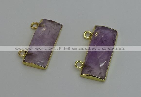 NGC5097 12*30mm - 15*35mm faceted rectangle light amethyst connectors