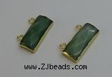 NGC5104 12*30mm - 15*35mm faceted rectangle green aventurine connectors