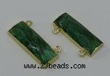 NGC5105 12*30mm - 15*30mm rectangle African green stone connectors