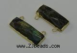 NGC5109 12*30mm - 15*30mm faceted rectangle labradorite connectors