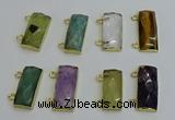 NGC5110 12*30mm - 15*35mm faceted rectangle mixed gemstone connectors