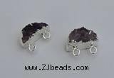 NGC5124 10*20mm - 12*20mm moon druzy amethyst gemstone connectors