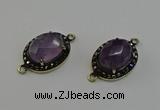 NGC5127 16*20mm oval amethyst gemstone connectors wholesale