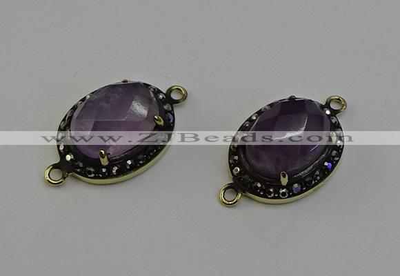 NGC5127 16*20mm oval amethyst gemstone connectors wholesale
