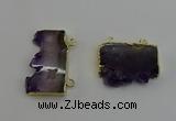 NGC5184 20*35mm - 22*40mm freeform druzy amethyst connectors