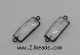 NGC5188 12*30mm - 15*30mm faceted rectangle white crystal connectors