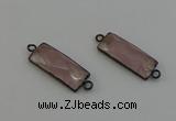 NGC5189 12*30mm - 15*30mm faceted rectangle rose quartz connectors