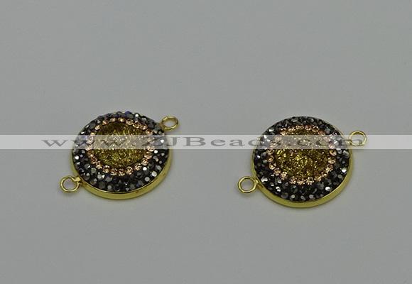 NGC5316 20mm - 22mm coin plated druzy agate connectors