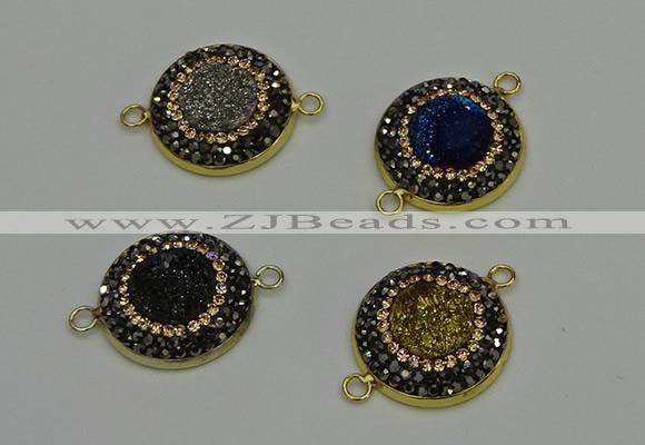 NGC5321 20mm - 22mm coin plated druzy agate connectors