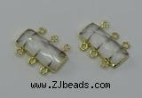 NGC5350 12*30mm - 15*30mm faceted rectangle white crystal connectors